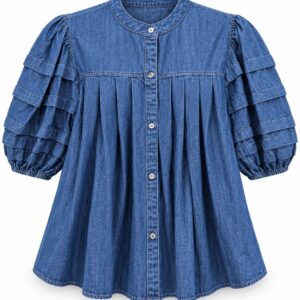 Blusa denim manga globo