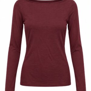 top manga larga burgundy