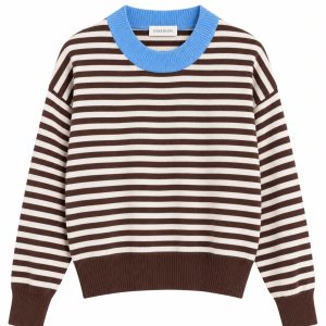 Sweater rayas café con crema