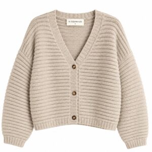 Sweater natural abierto rayado