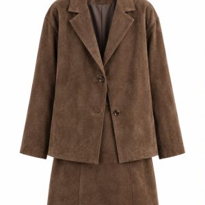 Set Blazer oversized café con falda café